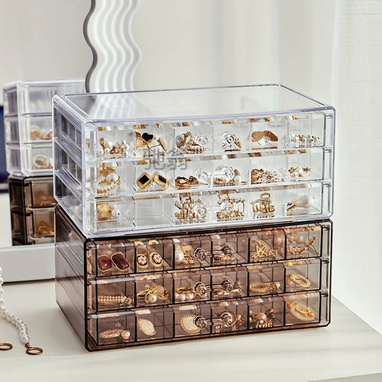1pc 3-layer 72-grid Large-Capacity Ring Earrings Necklace Jewelry Storage Box - MyEmpired