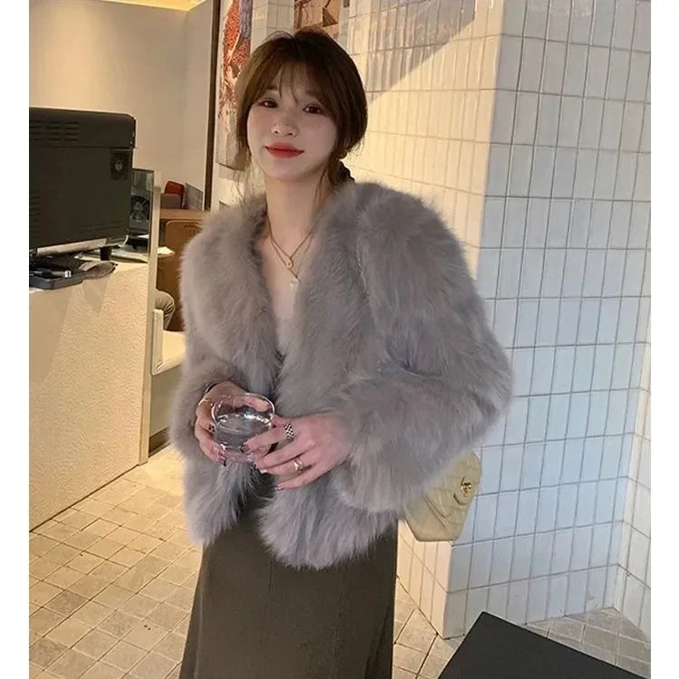 Faux Fur Coat Womens Clothing 2024 New Fashion Casual Imitation Fox Fur Coat Female Short Loose Comfortable Winter Jacket - MyEmpired