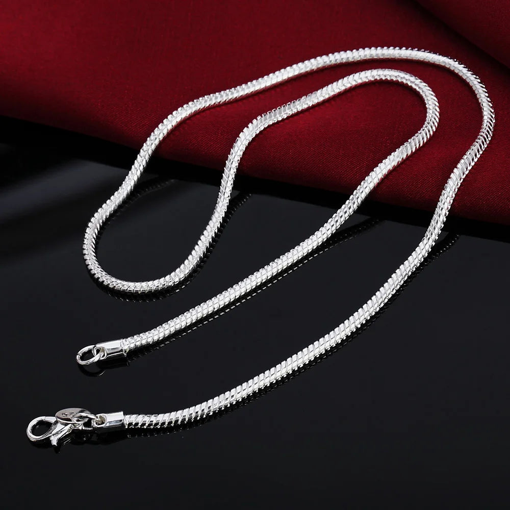 45-60cm Silver Color 1MM/2MM/3MM solid Snake Chain Necklace