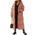 Hooded Solid Color Long Cotton Coat Fashion Casual Zipper Long Sleeve Women&