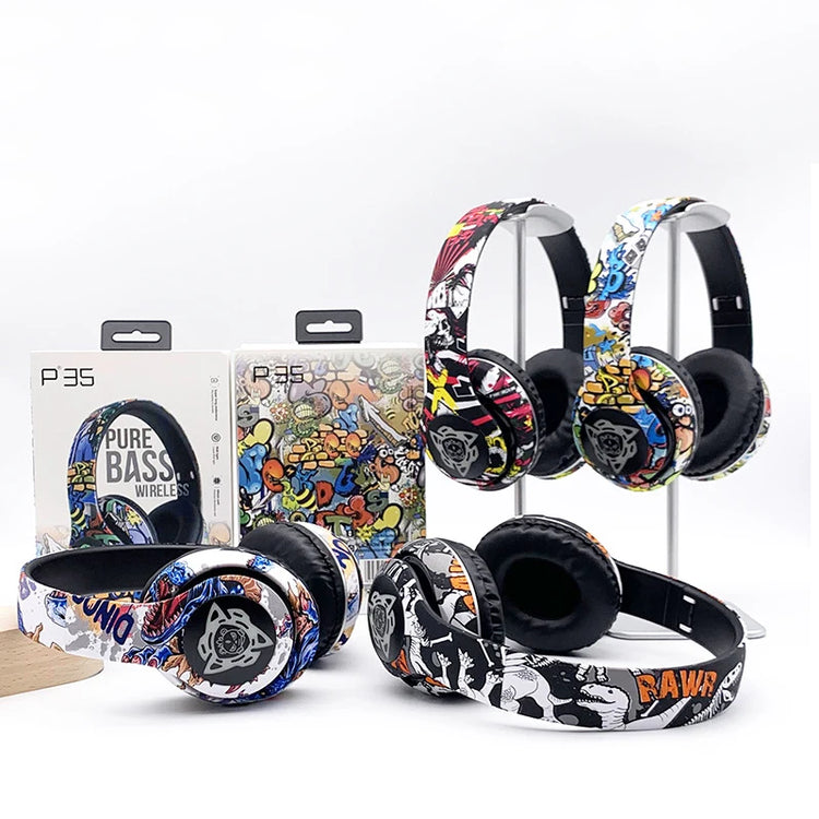 LED Graffiti Foldable Wireless Bluetooth Headphones - MyEmpired