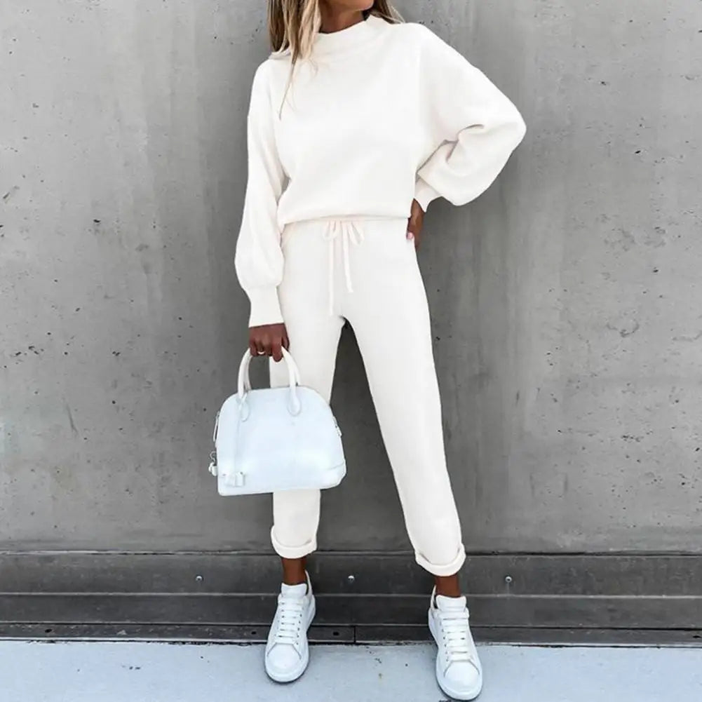 Sweatshirt Sweatpants Suit Elastic Waist Lady Sweatshirt Trousers Suit Long Sleeves Lady Sweatshirt Trousers Suit