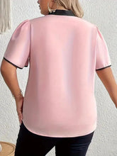 GIBSIE Plus Size Contrast Bow Tie Neck - MyEmpired