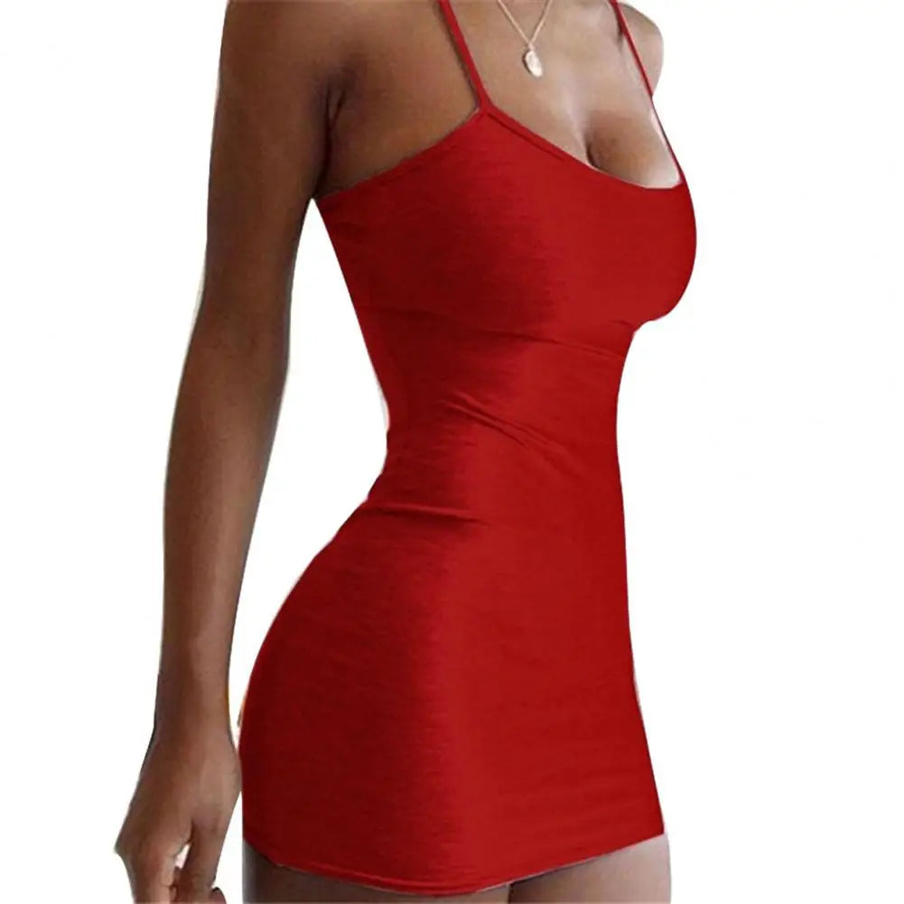 Dress Sexy Slim-fit Solid Women Suspender Dress for Party Spaghetti Strap Dresses Female Club Dress Short Summer Bodycon Dress