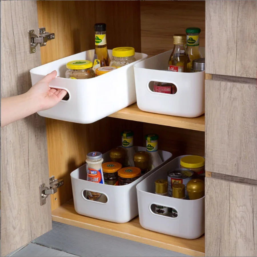 Desktop storage box cosmetics miscellaneous items snacks storage basket kitchen organizing box household drawer plastic storage - MyEmpired