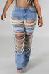 Women Plus Size Pearls Jeans Casual Vintage Cutout High Waist Y2K Streetwear Pearls Denim Jeans Pockets Slim Denim Trousers - MyEmpired