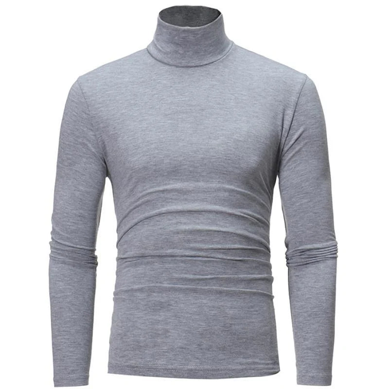 Turtleneck For Men Solid Color Slim Elastic Thin Pullover Spring Autumn Underwear Turtleneck Men Knitting Blouse Base Tshirt Top - MyEmpired