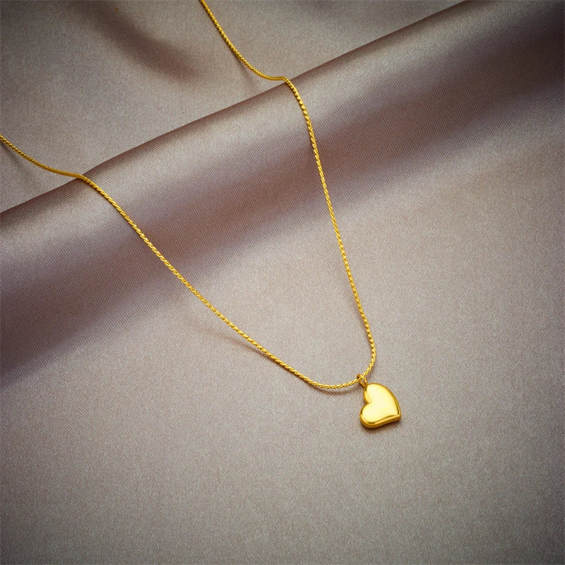 XIYANIKE 316L Stainless Steel Gold Color Love Heart Necklaces For Women Chokers 2021Trend Fashion Festival Party Gift Jewelry - MyEmpired