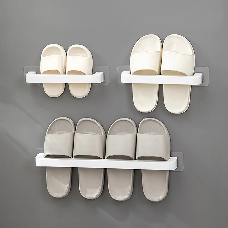 Bathroom Slipper Shelf Punch Free Wall Mounted Shoes