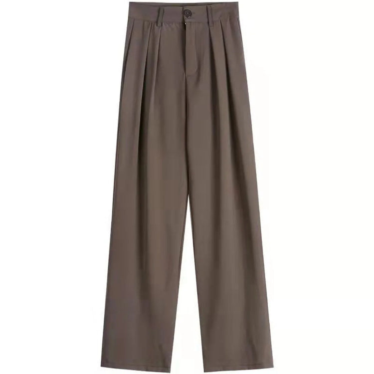 Fashion High Waist Wide Leg Pants Women Spring Fall Baggy Black Trouser Office Ladies Full Length Straight Suit Pant Outwear New - MyEmpired