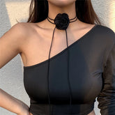 Romantic Gothic Big Rose Flower Clavicle Chain Necklace for Women Ladies Korean Fashion Adjustable Rope Choker Y2K Accessories - MyEmpired