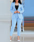 2pcs Women Office Clothing Set Long Sleeve Blazer Jacket & High Waist Pencil Pants Solid Color - MyEmpired