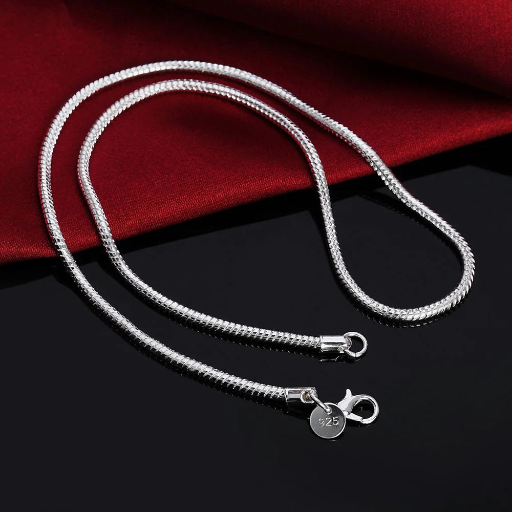45-60cm Silver Color 1MM/2MM/3MM solid Snake Chain Necklace - MyEmpired