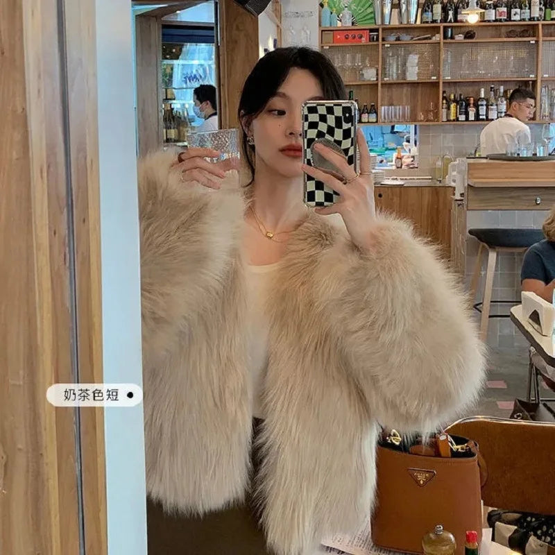 Faux Fur Coat Womens Clothing 2024 New Fashion Casual Imitation Fox Fur Coat Female Short Loose Comfortable Winter Jacket - MyEmpired