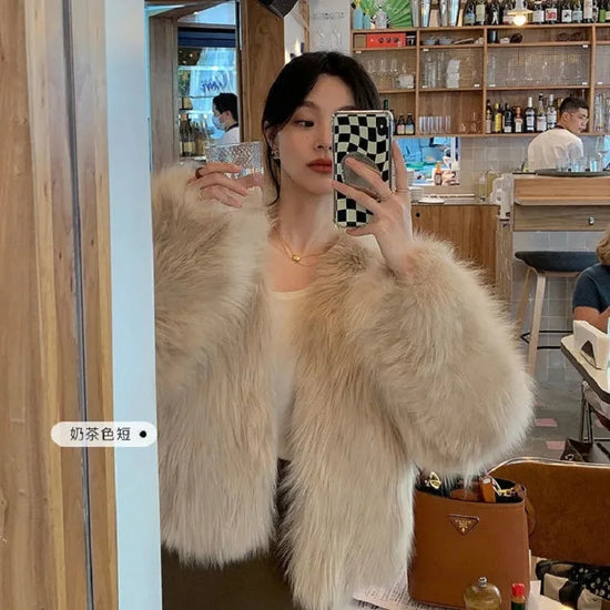 Faux Fur Coat Womens Clothing 2024 New Fashion Casual Imitation Fox Fur Coat Female Short Loose Comfortable Winter Jacket - MyEmpired