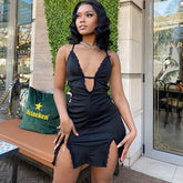 Women Sleeveless Backless Sexy Slip Black Midi Dress Bodycon Sexy Streetwear Party Club Elegant Fashion Streetwear Clothes - MyEmpired