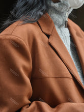 Winter Curved Pocket Oversized Blazer Suede Jacket Brown Green Loose Straight Coat For Women - MyEmpired