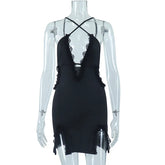 Women Sleeveless Backless Sexy Slip Black Midi Dress Bodycon Sexy Streetwear Party Club Elegant Fashion Streetwear Clothes - MyEmpired