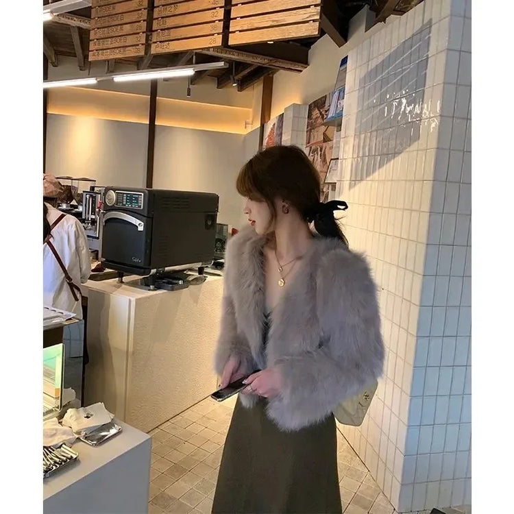 Faux Fur Coat Womens Clothing 2024 New Fashion Casual Imitation Fox Fur Coat Female Short Loose Comfortable Winter Jacket - MyEmpired