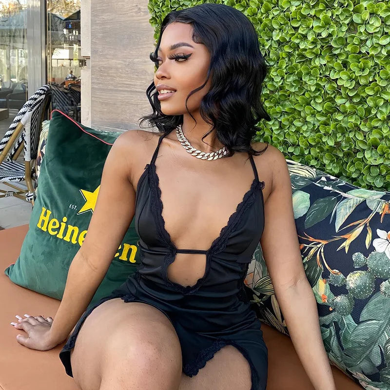 Women Sleeveless Backless Sexy Slip Black Midi Dress Bodycon Sexy Streetwear Party Club Elegant Fashion Streetwear Clothes - MyEmpired