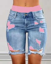 Ripped 2-In-1 Denim Skinny Shorts - MyEmpired
