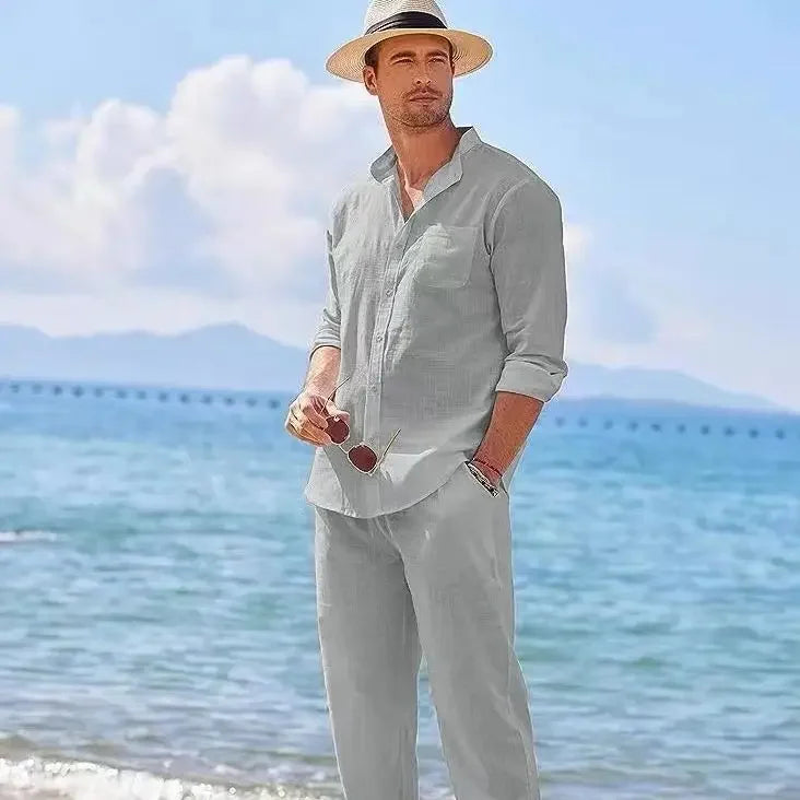 Mens Casual Linen Two Piece Sets - MyEmpired