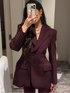 Woman Elegant Solid Cinch Waist Fitted Blazer Chic Lapel V Neck Long Sleeved Buttons Jackets Fashion Female High Streetwear 2025 - MyEmpired