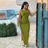 Mandylandy Long Bodycon Sexy Dress Women Sleeveless Round-Neck High Waist Dresses Solid Color High Waist Sheath Sexy Dresses - MyEmpired