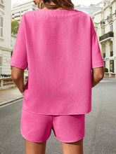 Waffle-Knit Half Sleeve Top and Shorts Set - MyEmpired