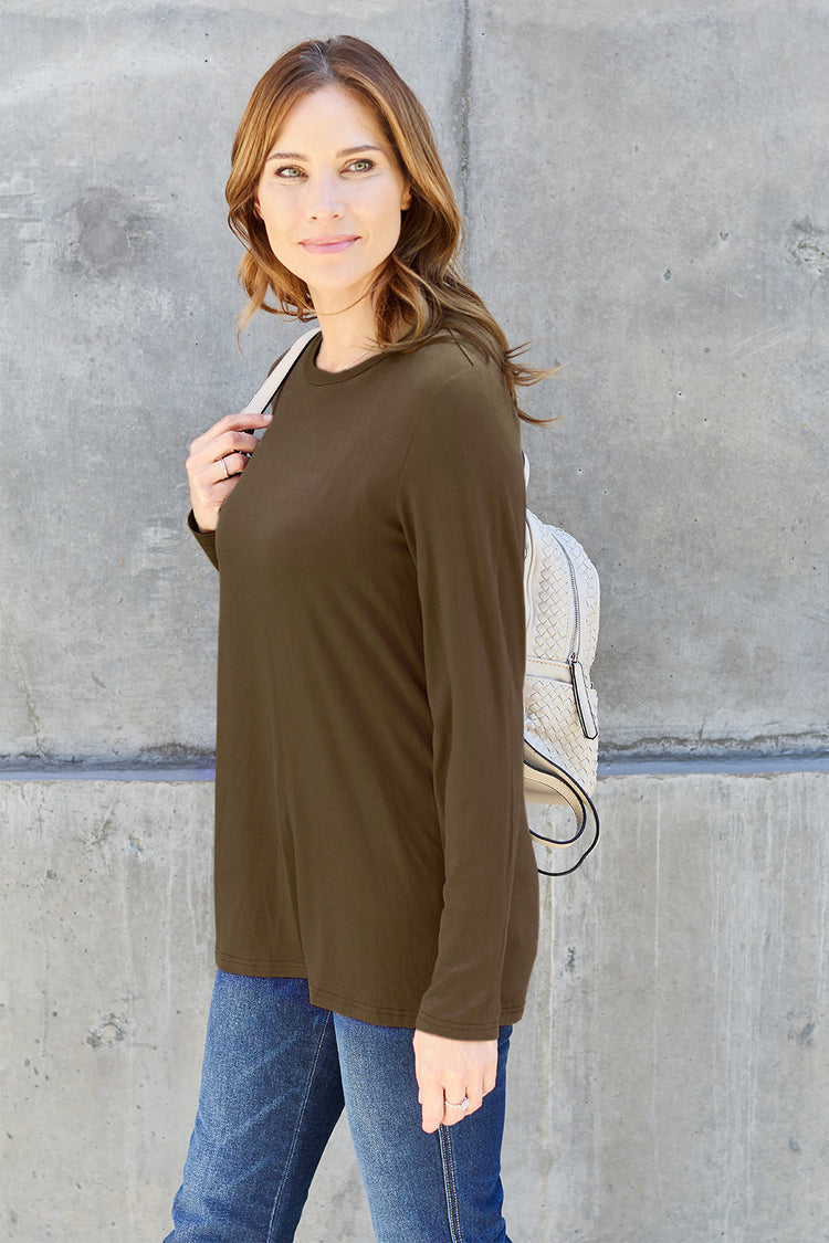 Basic Bae Full Size Round Neck Long Sleeve Top - MyEmpired