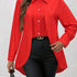 Solid Color Button Front Shirt, Elegant Long Sleeve Shirt For Spring & Fall, Women&