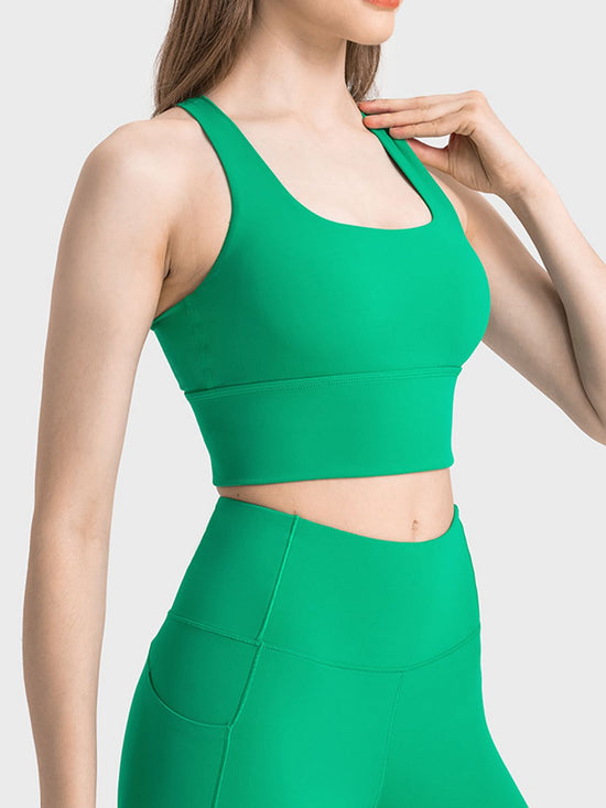 Millennia Scoop Neck Crisscross Straps Sports Bra - MyEmpired