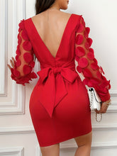 Applique Tie Back Slim Dress - MyEmpired