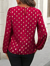 Allover Print Crew Neck Blouse, - MyEmpired