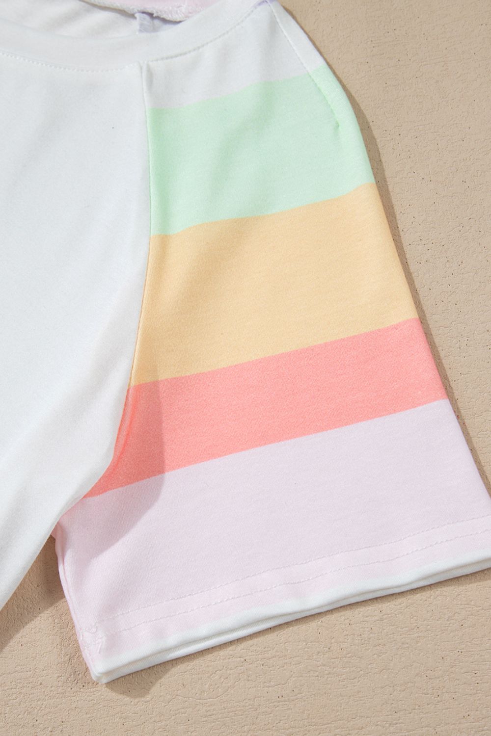 Rainbow Striped Round Neck T Shirt and Shorts Lounge Set - MyEmpired