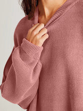 Double Take Side Slit Round Neck Long Sleeve Sweater - MyEmpired