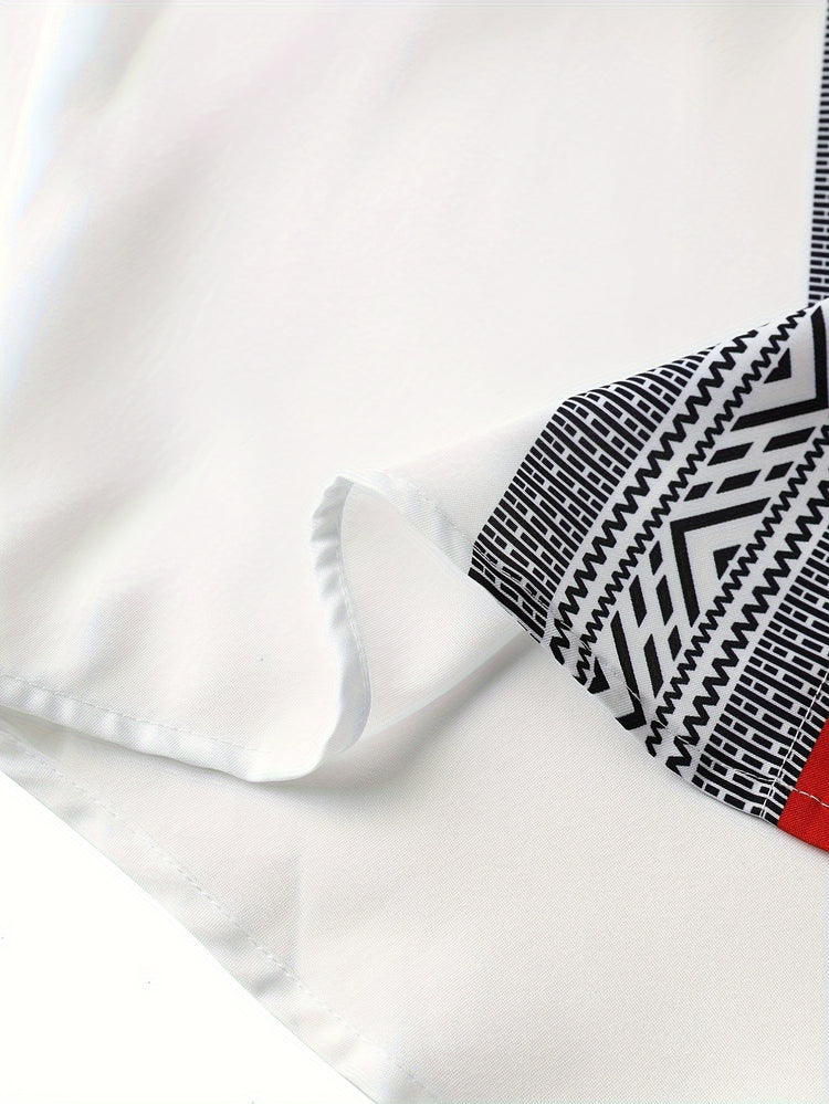 Block Short Sleeve Lapel Button Up Shirt - MyEmpired