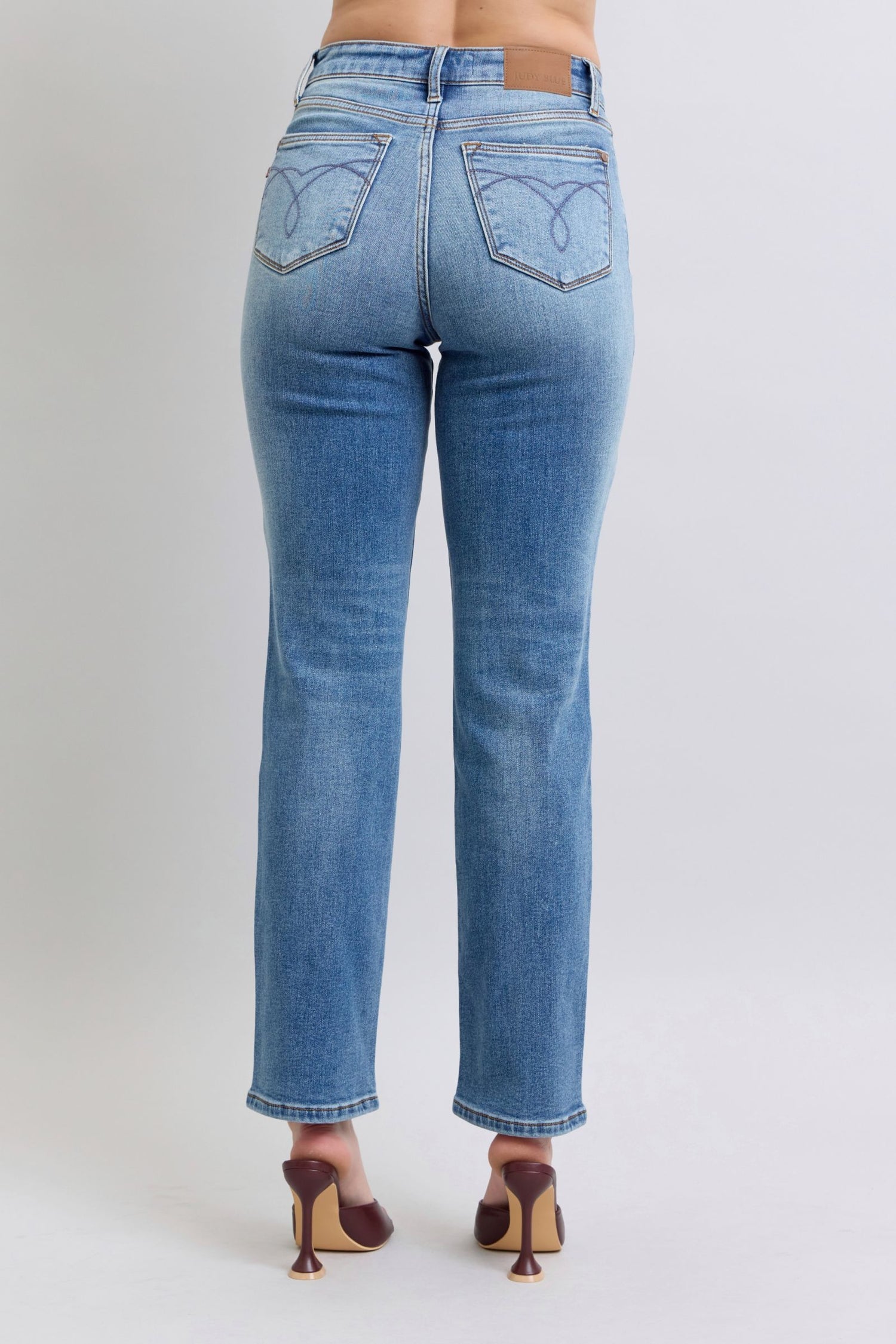 Judy Blue Full Size Run Vintage Wash Thermal Straight Jeans - MyEmpired