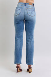 Judy Blue Full Size Run Vintage Wash Thermal Straight Jeans - MyEmpired