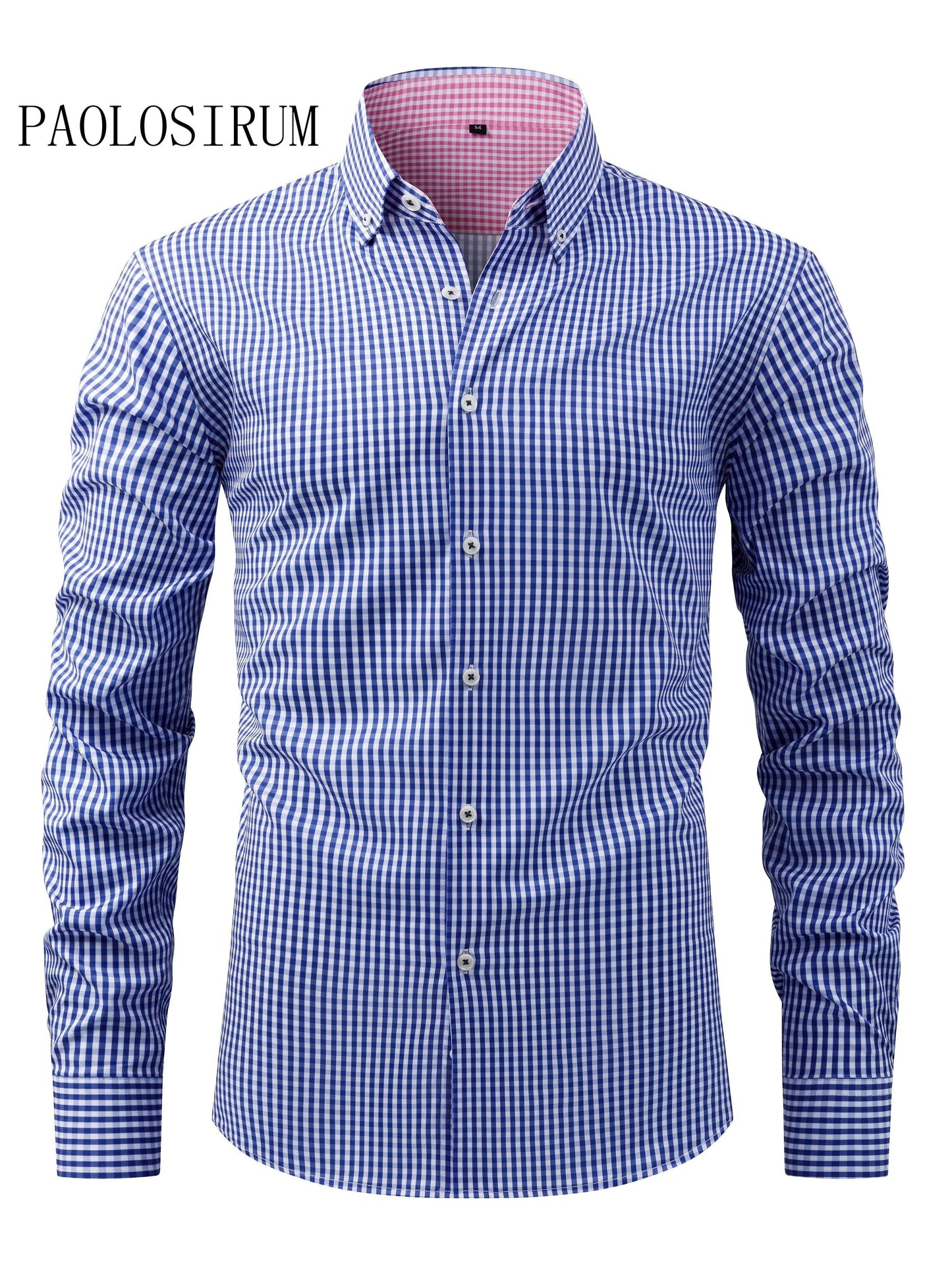 Classic Style Men's Plaid Pattern Dress Shirt