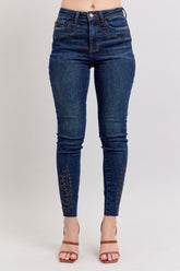 Judy Blue Full Size Embroidered High Rise Skinny Jeans Plus Size - MyEmpired