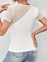 Mesh Patchwork Round Neck Short Sleeve Top - MyEmpired