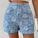 Elegant Floral Jacquard Shorts - MyEmpired