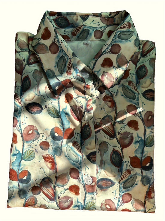 Allover Print Single-breasted Blouse - MyEmpired