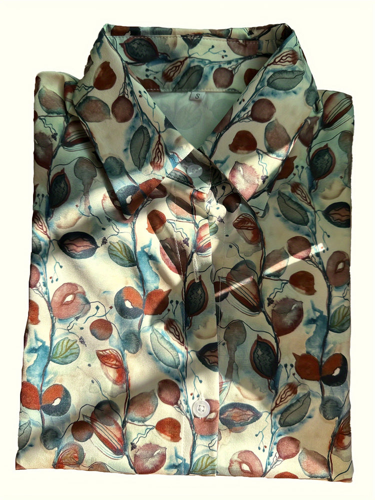 Allover Print Single-breasted Blouse - MyEmpired