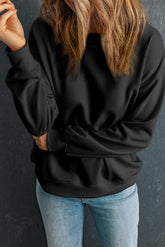 Round Neck Dropped Shoulder Sweatshirt - MyEmpired