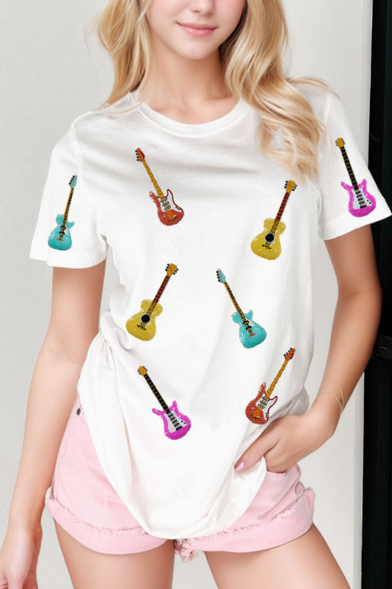 Guitar Crew Neck Short Sleeve T-Shirt - MyEmpired