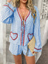 Devine Tie Front Contrast Plaid Shirt and Shorts Set - MyEmpired