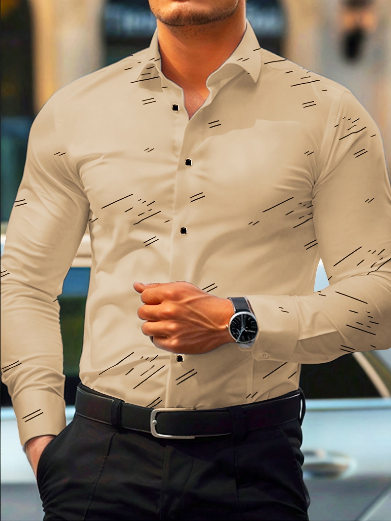 Long Sleeve Casual Button Up Shirt For Formal Occasions