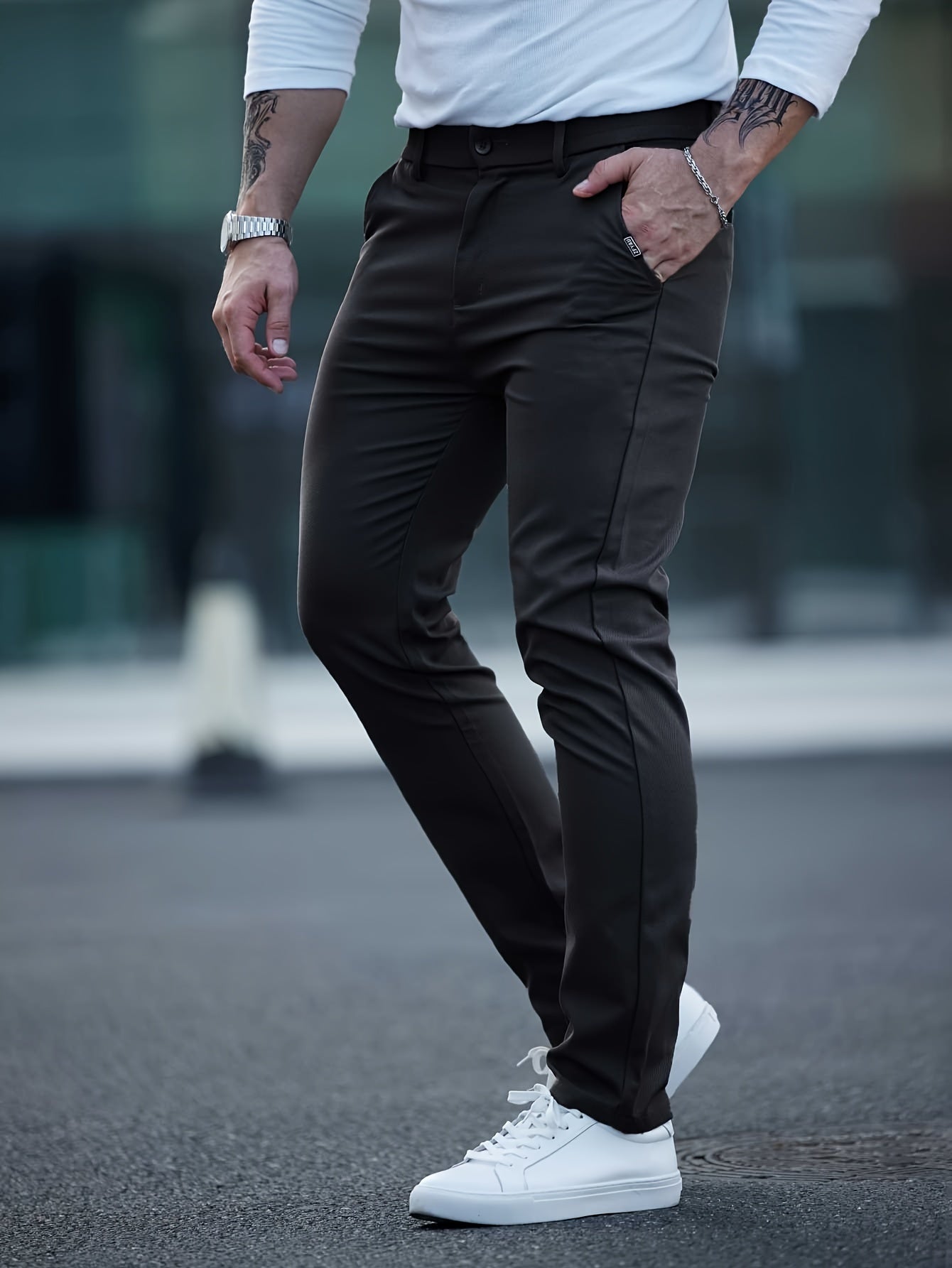 Men's Solid Color Straight Leg Pants, Casual Comfy Outdoor Trousers For Spring And Autumn As Gift